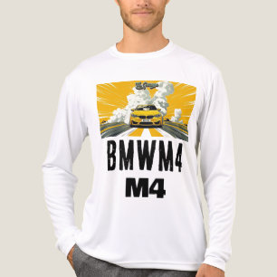 Yellow BMW M4 Sports Car Graphic Illustration Long Tri-Blend Shirt