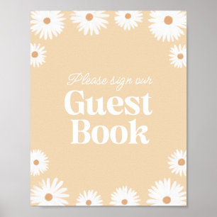 Yellow Boho Daisy Floral Baby Shower Guest Book