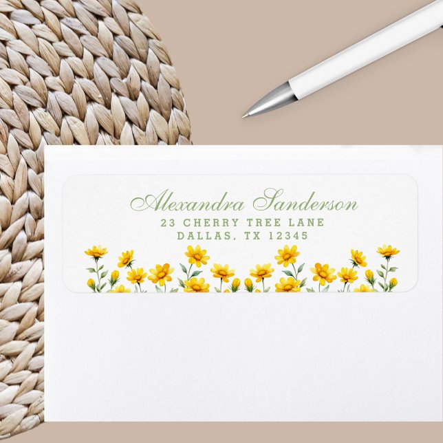 Yellow Boho Floral Wildflower Return Address (Creator Uploaded)