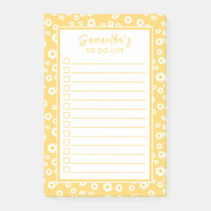 Yellow Boho Spring Daisies To Do List Post-it Notes