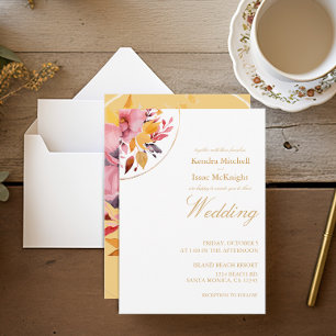 Yellow Boho Watercolor Floral Wedding Invitation