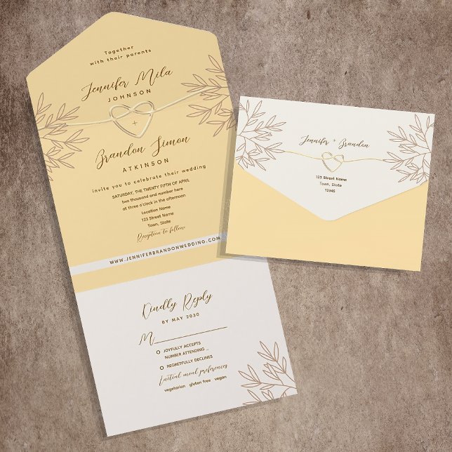 Yellow Boho Wedding All In One Invitation (Creator Uploaded)