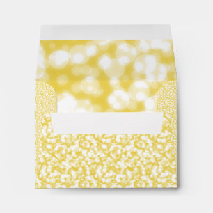 Yellow Bokeh Glitter Faux Foil Lights Wedding Envelopes