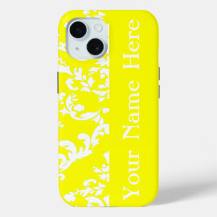 Yellow Bold Damask w/ name @ Emporiomoffa iPhone 15 Case