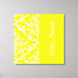 Yellow Bold Damask with name @ Emporiomoffa Canvas Print