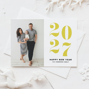 Yellow Bold Typography 2022 Photo Happy New Year Holiday Card