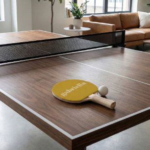 Yellow Bold Typography Personalised Name Ping Pong Paddle