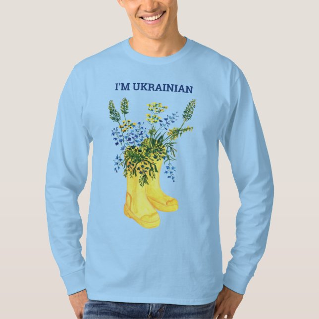 Yellow boots with blue flowers Ukraine Sweatshirt T-Shirt (Front)