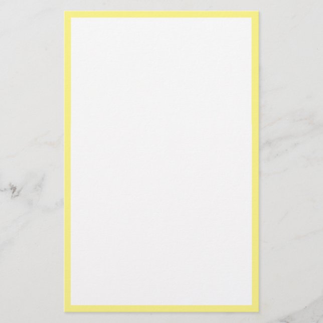 Yellow Border Line Edge White Trendy Classy Custom Stationery (Front)