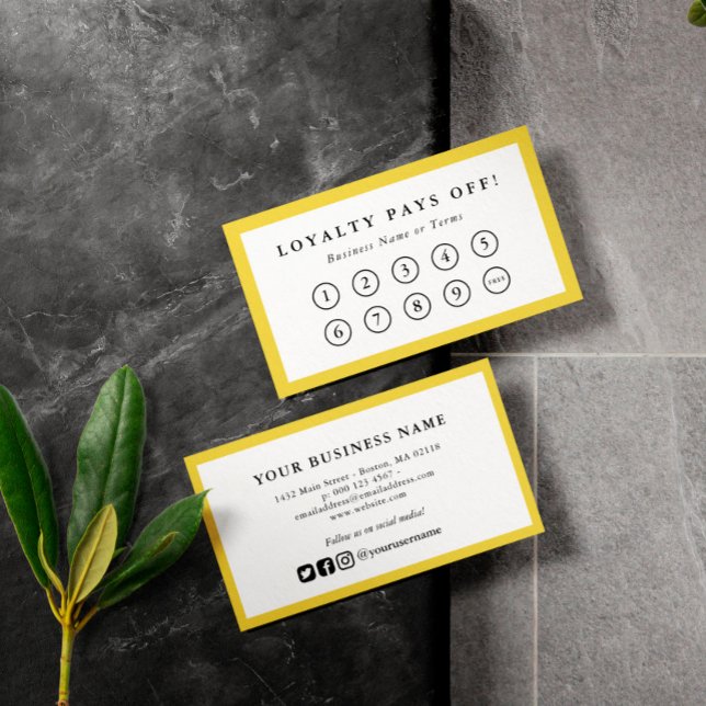 Yellow Border Social Media Loyalty Punch Card (Creator Uploaded)