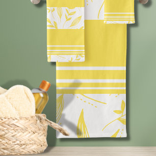 Yellow Botanical Bathroom Towel Set