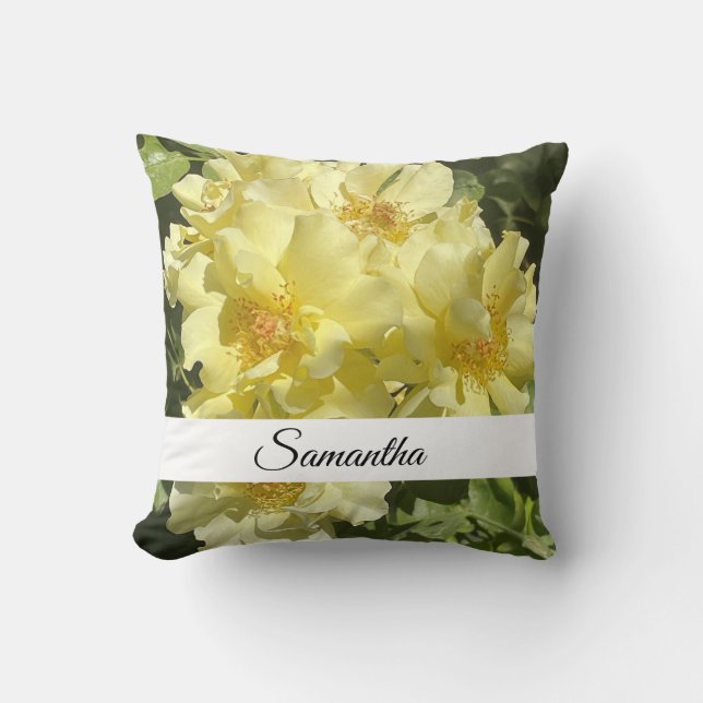 Yellow Botanical Flowers Cushion (Front)