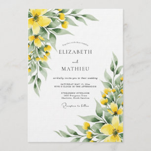 Yellow Botanical Meadow Wedding Invitation