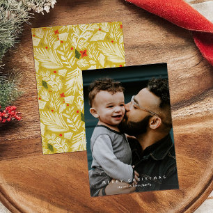 Yellow Botanical Vertical Photo Holiday Card