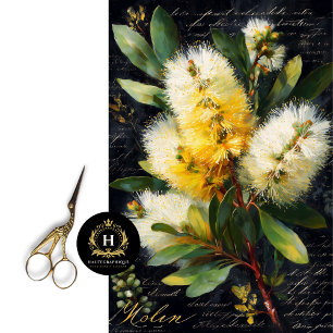Yellow Bottlebrush Flower Decoupage Tissue Paper