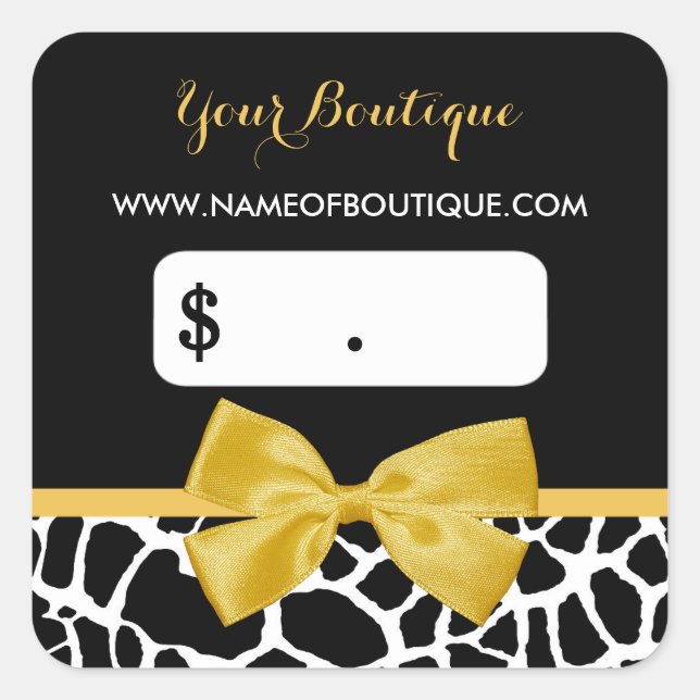 Yellow Bow Boutique Pricing Square Sticker (Front)
