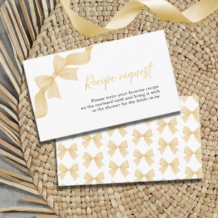 Yellow Bow Coquette Bridal Shower Recipe Request Enclosure Card