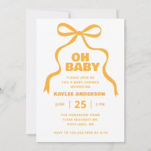 Yellow Bow Gender Neutral Baby Shower Invitation