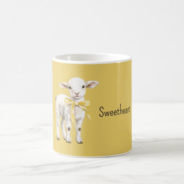 Yellow Bow Lamb Sweetheart Coffee Mug (Center)