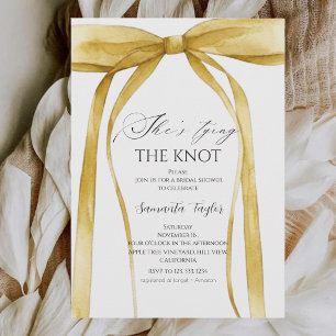 Yellow Bow She's Tying the Knot Bridal Shower Invitation