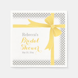 Yellow Bow & White Dots Bridal Shower Napkin
