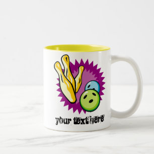Yellow Bowling Ball; Pins Two-Tone Coffee Mug