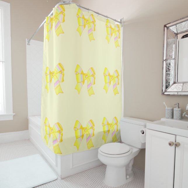 Yellow Bows Shower Curtain (In Situ)