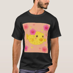 Yellow Boxfish and Hibiscus - Coral T-Shirt