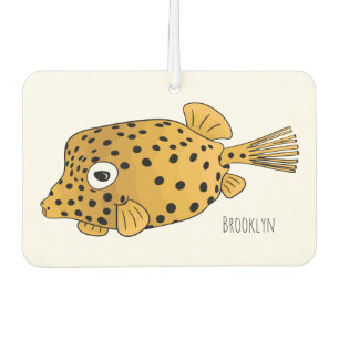 Yellow boxfish cartoon illustration car air freshener