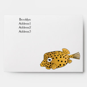 Yellow boxfish cartoon illustration envelope