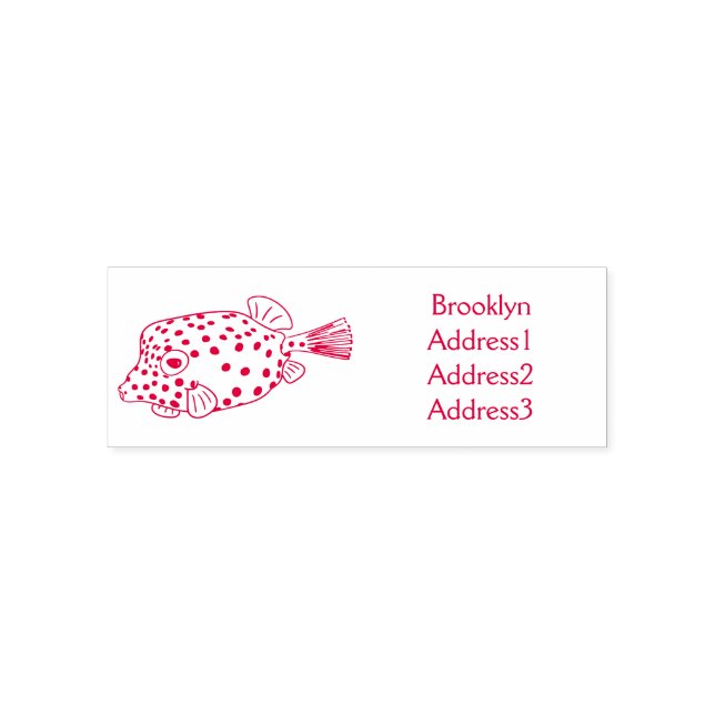 Yellow boxfish cartoon illustration self-inking stamp (Design)