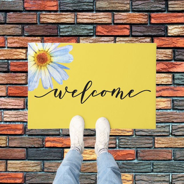 Yellow Bright Daisy Trendy Welcome Door Mat (Creator Uploaded)