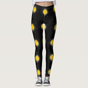 Yellow bright radiant shining sun leggings