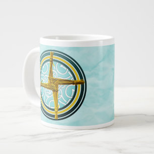 Yellow Brigid's Cross on Blue Large Coffee Mug