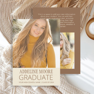 Yellow Brown 2-Photo Graduation Announcement