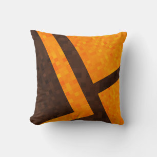 Yellow Brown ,Abstract Mosaic Tile Pattern, Cushion
