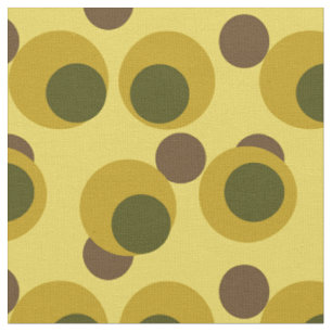 yellow brown and green vintage polka dots fabric