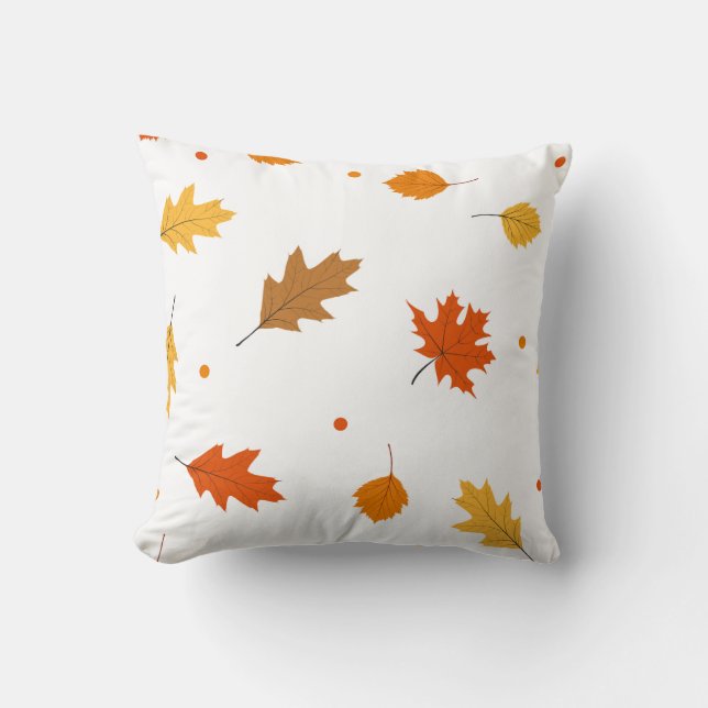 Yellow, Brown and Orange Maple leaves Cushion (Front)