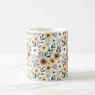 Yellow Brown Cream Flowers Coffee Mug