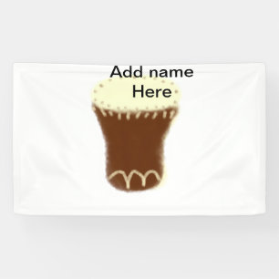 Yellow brown drum watercolor add name hand-drawn s banner