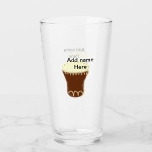 Yellow brown drum watercolor add name hand-drawn s glass