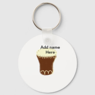 Yellow brown drum watercolor add name hand-drawn s key ring