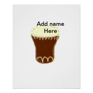 Yellow brown drum watercolor add name hand-drawn s poster