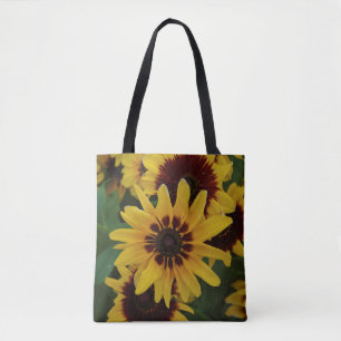 Yellow Brown Flowers all over tote bag