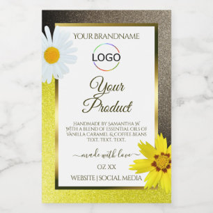 Yellow Brown Glitter White Product Labels Add Logo