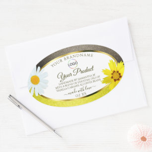 Yellow Brown Glitter White Product Labels Add Logo