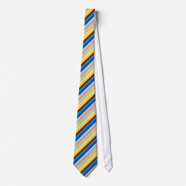 Yellow, Brown, Golden, Blue Striped Tie (Front)