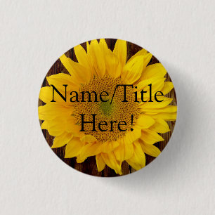 Yellow Brown Late Summer Sunflower Wedding 3 Cm Round Badge