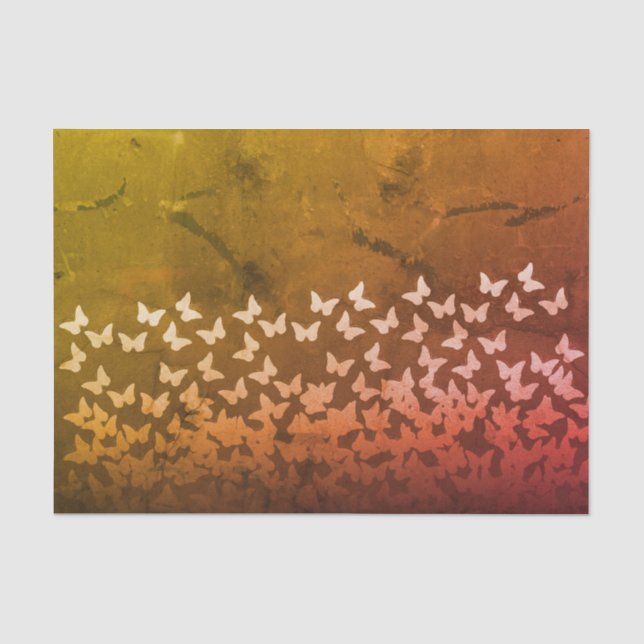 Yellow, brown, orange colour butterflies pattern tissue paper (Front)