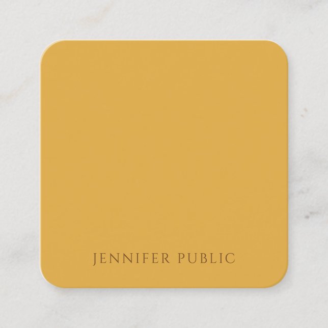 Yellow Brown Red Trend Colours Modern Minimalist Square Business Card (Front)